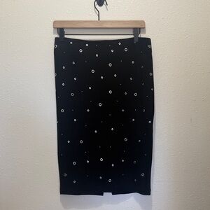 Carmen Marc Valvo Black Pencil Skirt with Silver Details